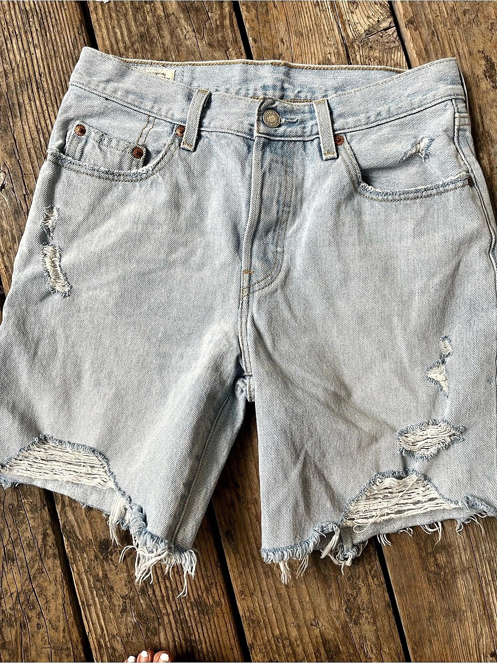 Levi's 501 Original Shorts Distressed Denim Waist 27